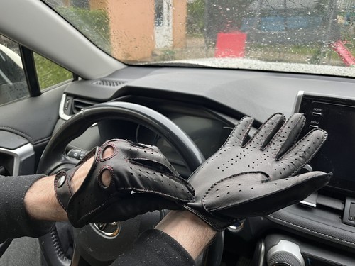 Herren autohandschuhe schwarz - ,